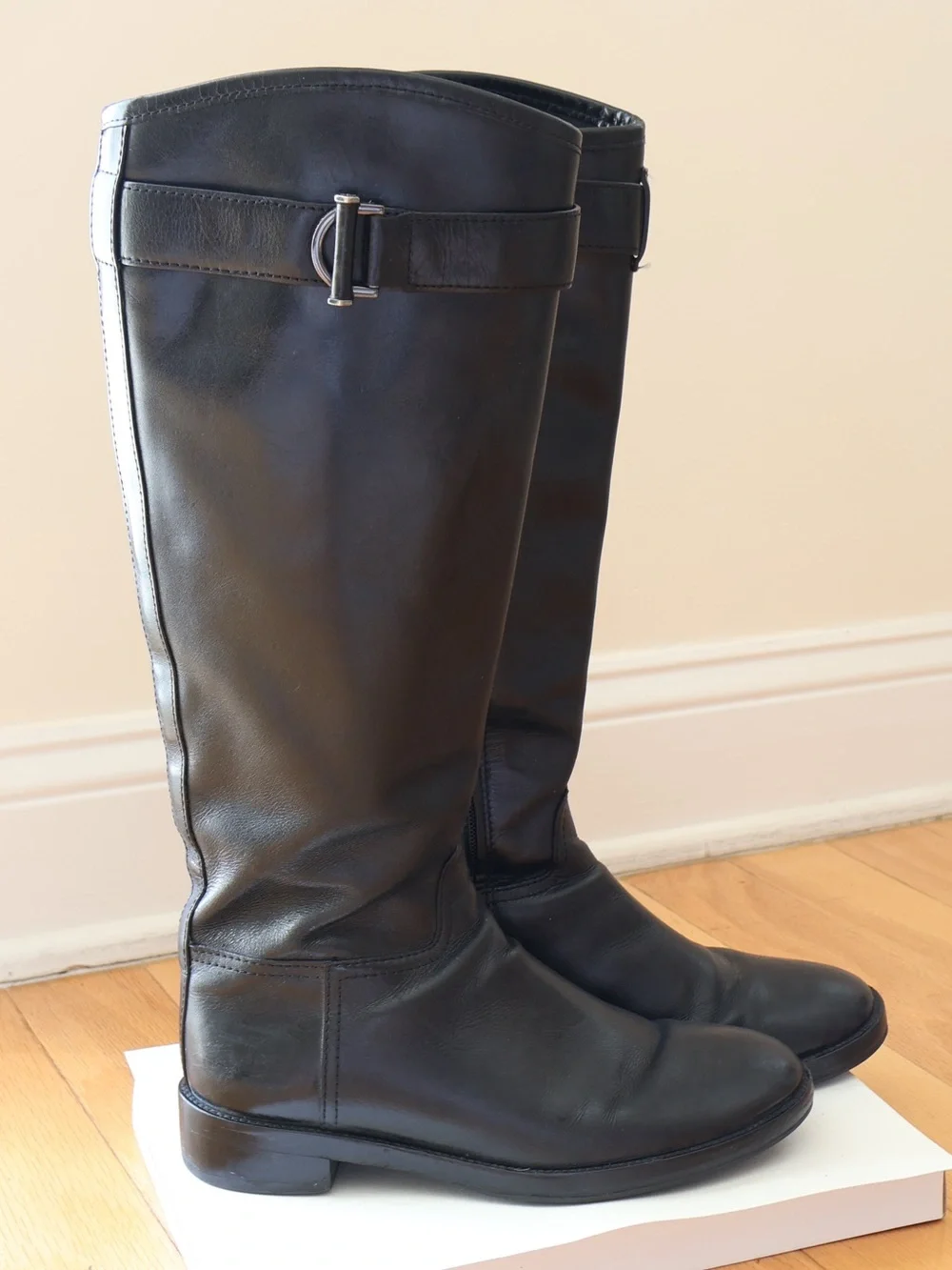 Tory Burch Grace Black Leather Knee High Riding Boots Women’s Size 8 Old Money